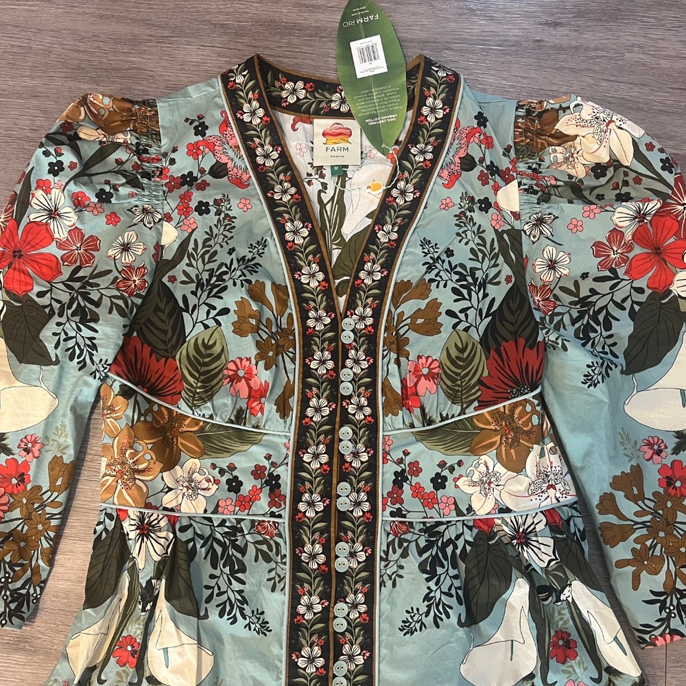 FARM Rio Beauty Bouquet Blue Mini Dress (NWT) - Picture 7 of 13